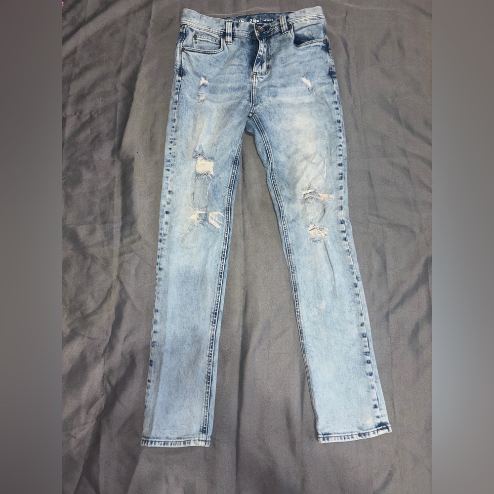 Rouge! Distressed White Washed High Rise Skinny Jeans Women’s Size 28